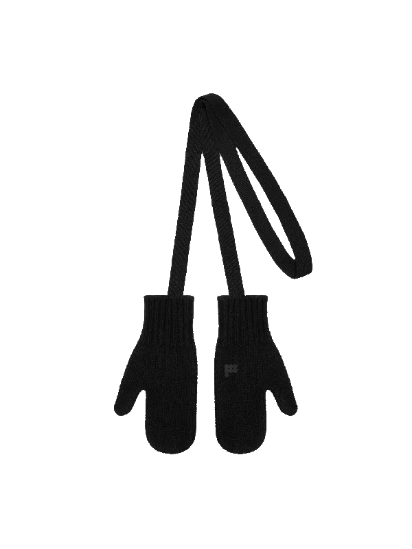 Recycled Cashmere Chunky Mittens—black