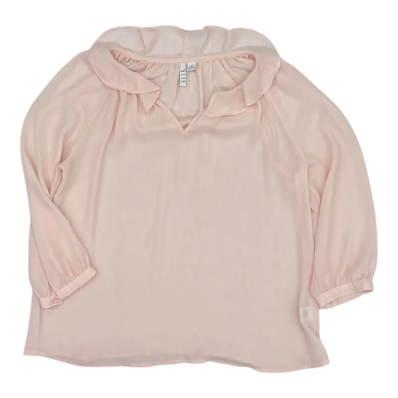 Blouse Ls By Elle In Pink, Size:Xs