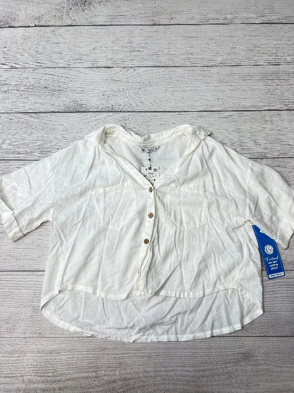 New! Blouse Short Sleeve By Zara In White, Size: Xl