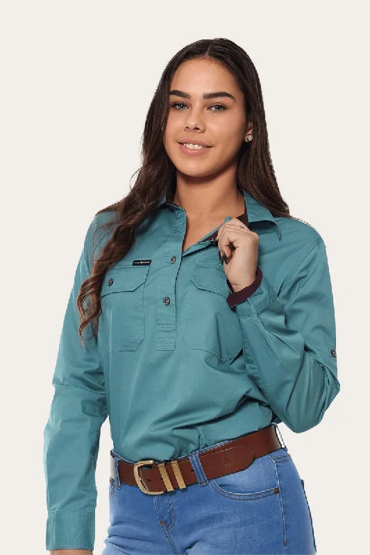 Pentecost River Womens Half Button Work Shirt - Dusty Jade