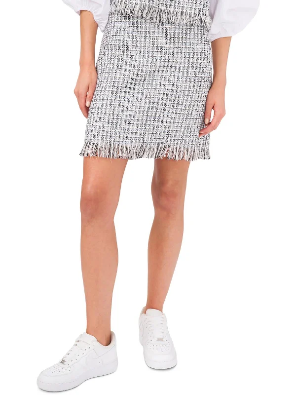 Womens Tweed Above Knee Mini Skirt