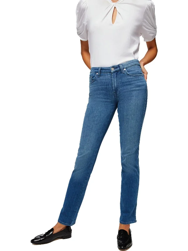 Kimmie Womens Denim High Rise Straight Leg Jeans