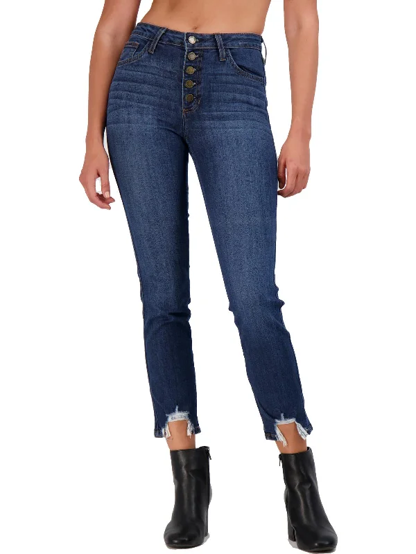 Womens High-Rise Cropped Straight Leg Jeans