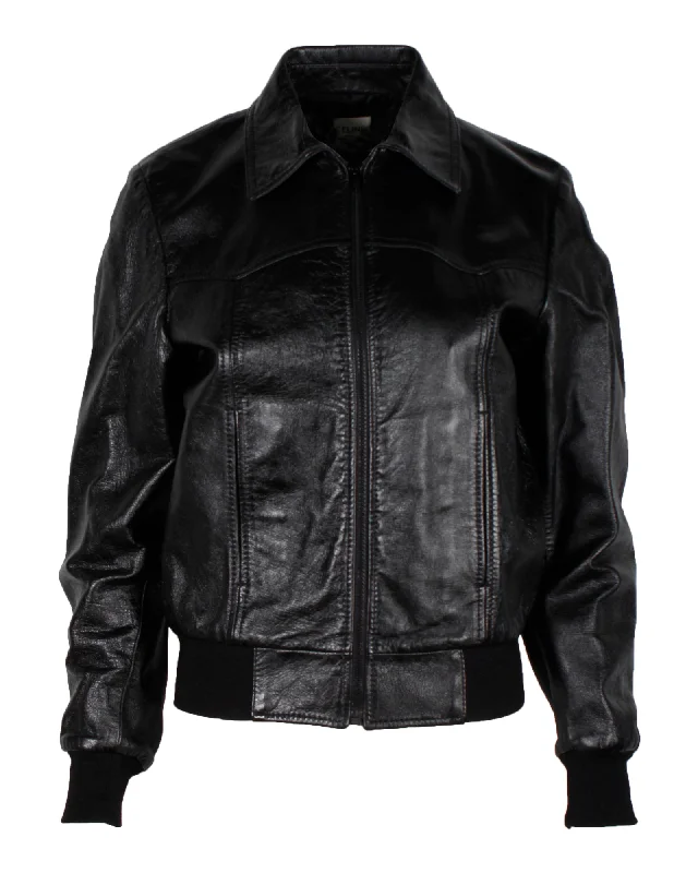 Celine Blouson Jacket in Black Lambskin Leather