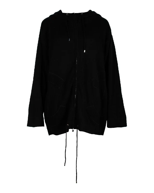 Chanel Zip Hooded CC Sweatshirt in Black Cotton