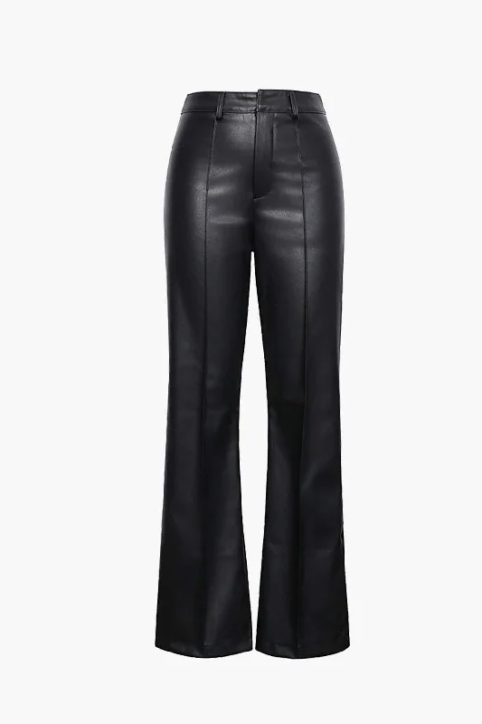 Faux Leather Straight Leg Pants