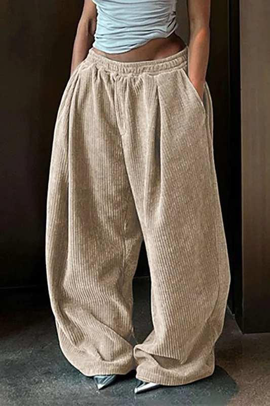 Solid Pleated Wide Leg Pants