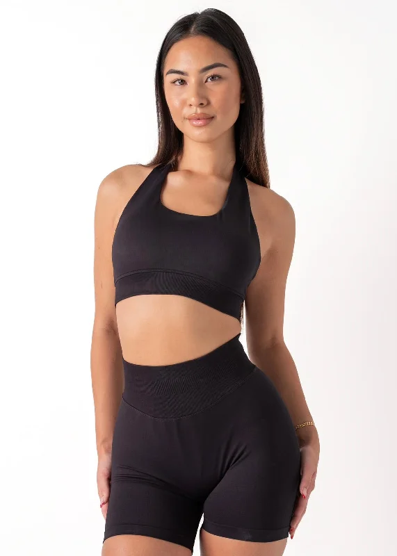 CURVE HALTER BRA - BLACK