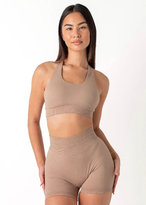 CURVE HALTER BRA - CHESTNUT