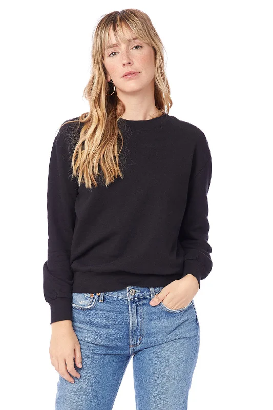 Alternative Womens Eco Washed Throwback Crewneck Sweatshirt - Black