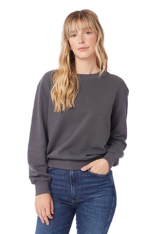 Alternative Womens Eco Washed Throwback Crewneck Sweatshirt - Dark Grey