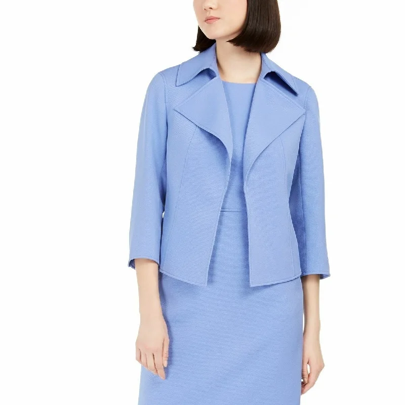 Anne Klein Women's Ridge Crest Wide Collar Twill Jacket Blue Size 6