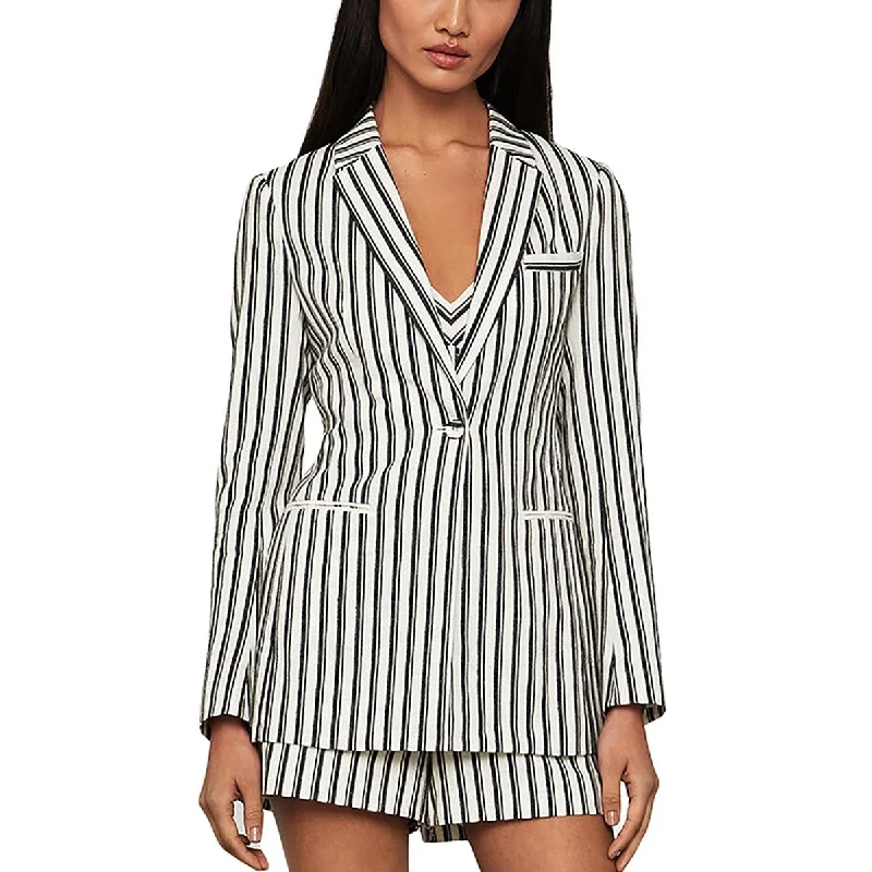 BCBGMAXAZRIA Women's Striped One Button Jacket Black Size X-Small