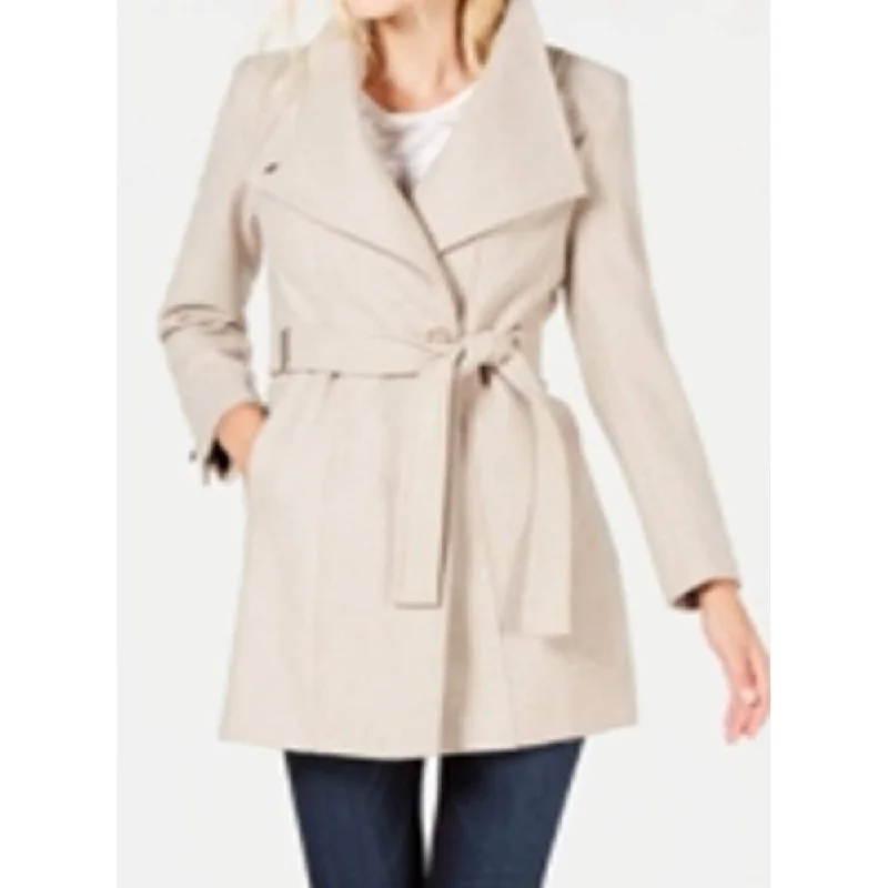 Calvin Klein Women's Belted Wrap Coat Brown Size Medium