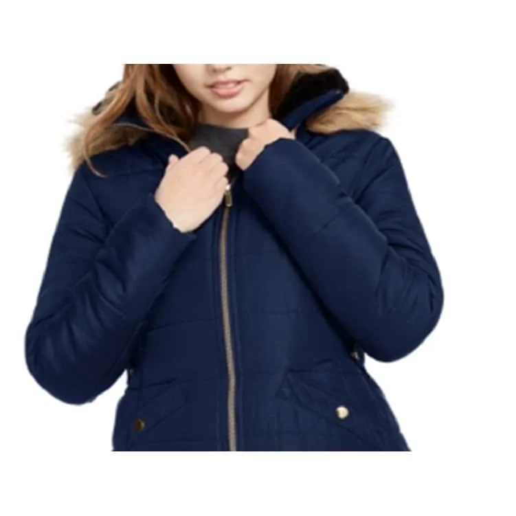 Celebrity Pink Women's Faux Solid Coat Blue Size X-Small