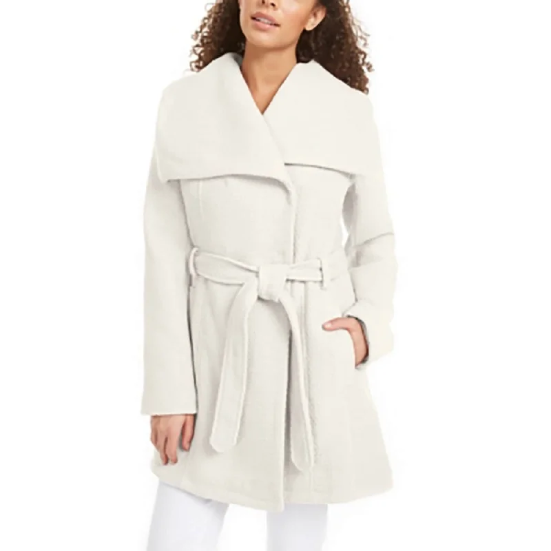 Madden Girl Junior's Asymmetrical Belted Wrap Coat Beige Size Xx-Large