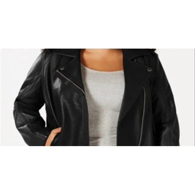 Michael Kors Women's Leather Moto Jacket Black Size 1X