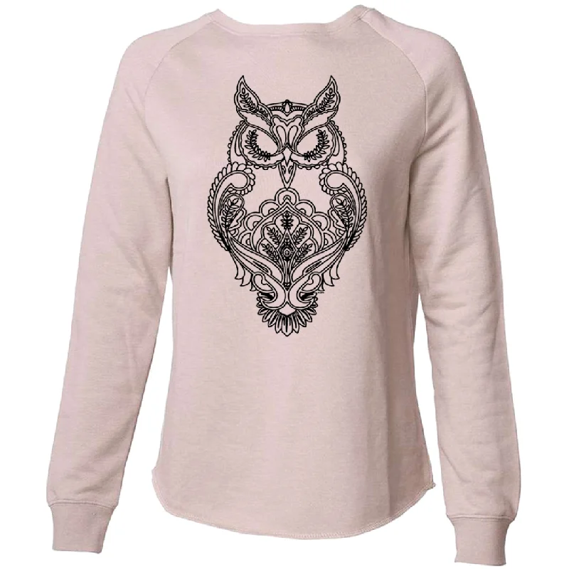 Mystical Owl Stencil Black Super Soft Crewneck Sweater