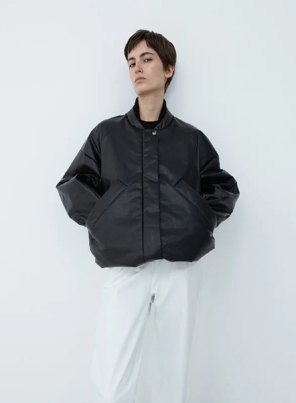 Oversized padded bomber oil | black