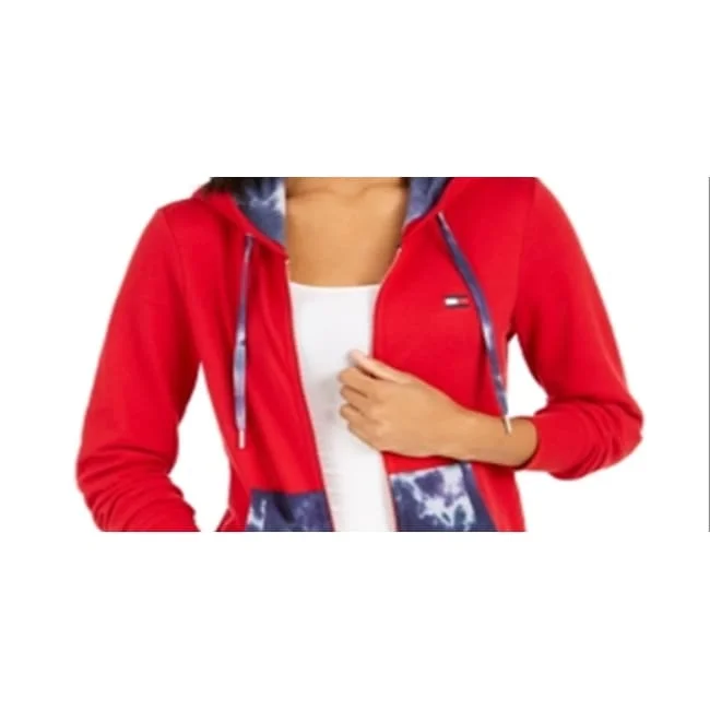 Tommy Hilfiger Women's Tie Dye Zip Up Jacket Red Size Large