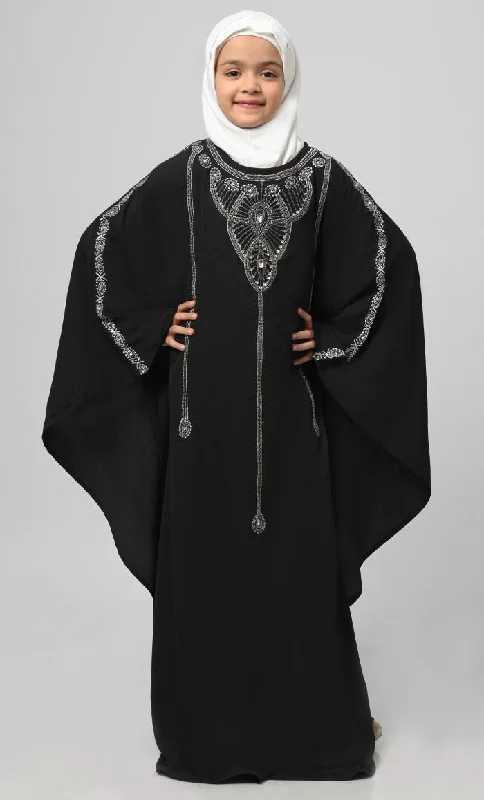 Zara Girl'S Modest Muslim Embroidered Kaftan