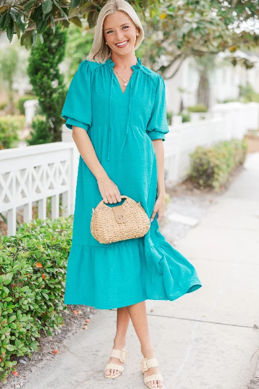 First And Foremost Jade Green Midi Dress