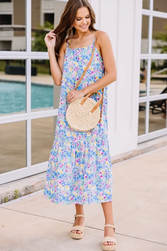 Go With It Pink Ditsy Floral Midi Dress