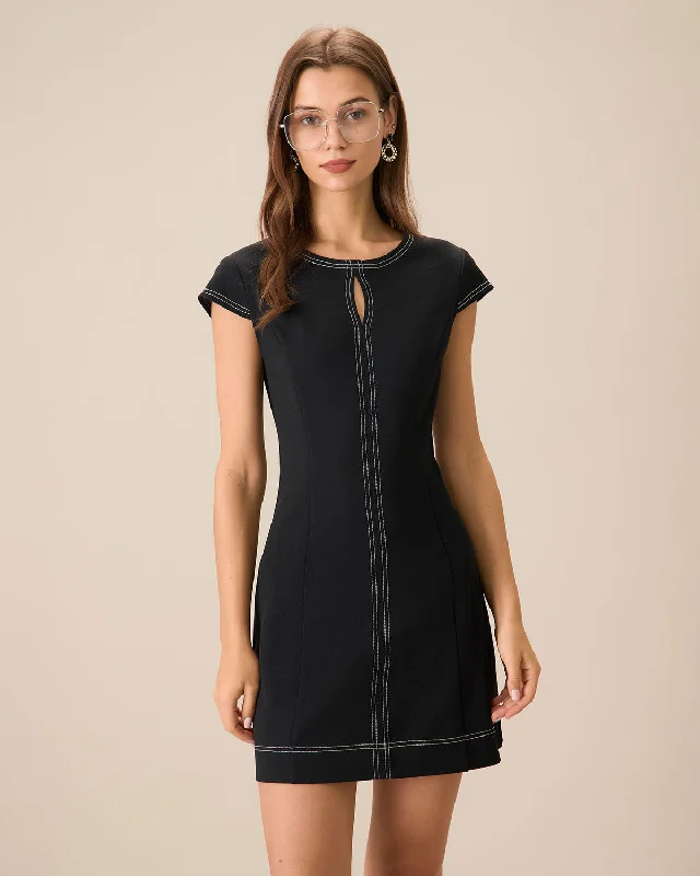 Black Contrasting Mini Dress