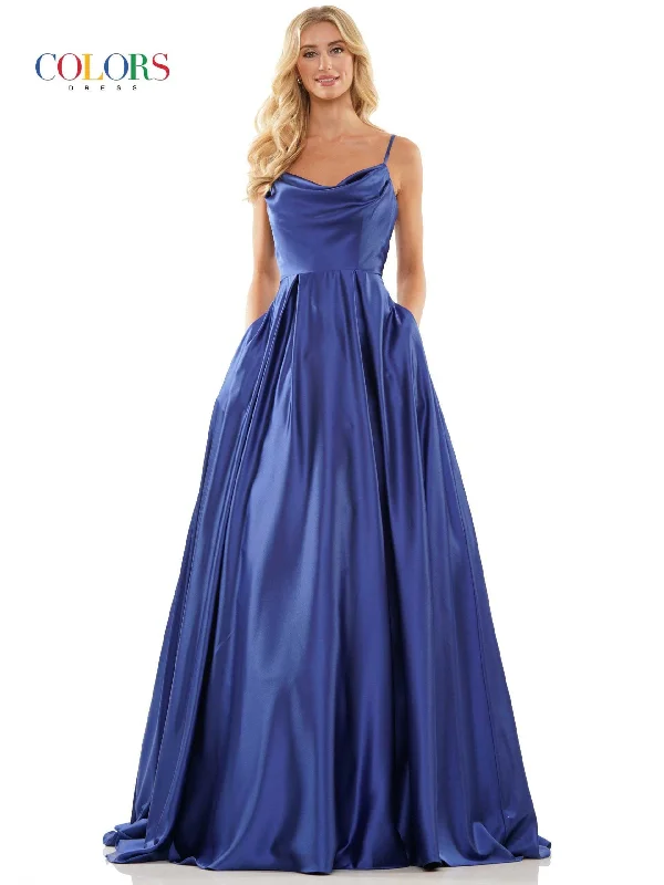 Colors G1088 Colors Long Spaghetti Strap Evening Dress