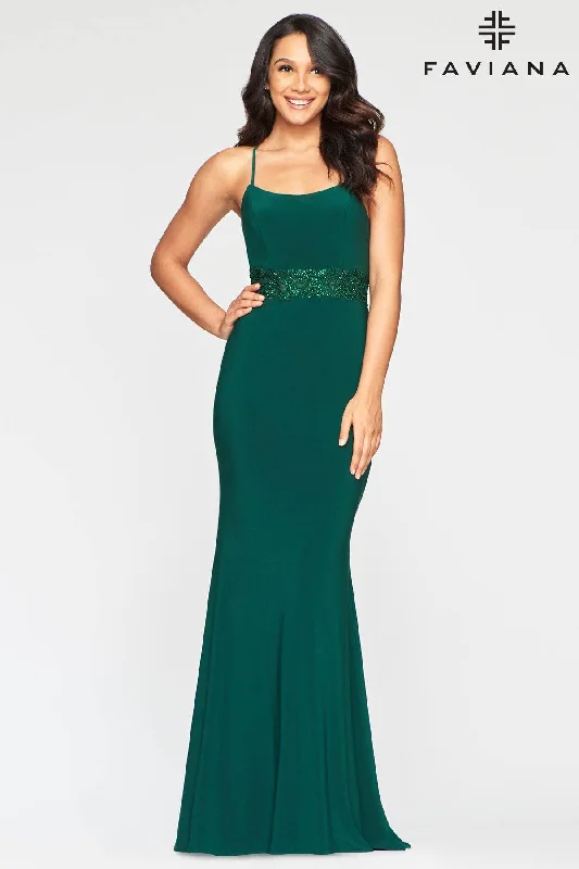 Faviana S10421 Long Mermaid Fit Evening Prom Dress Sale