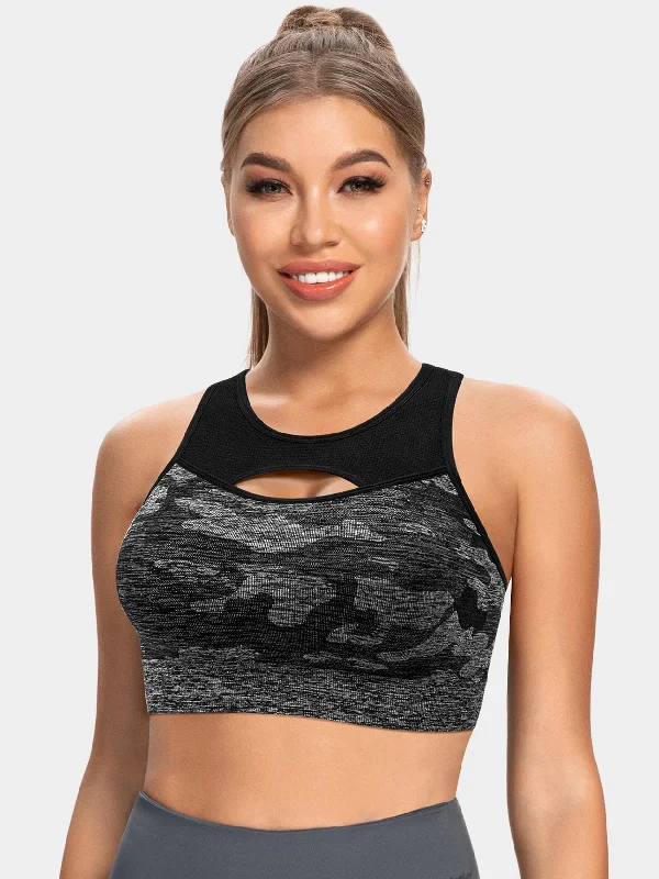 Mid Impact Sports Racerback Pullover Workout Bra Black