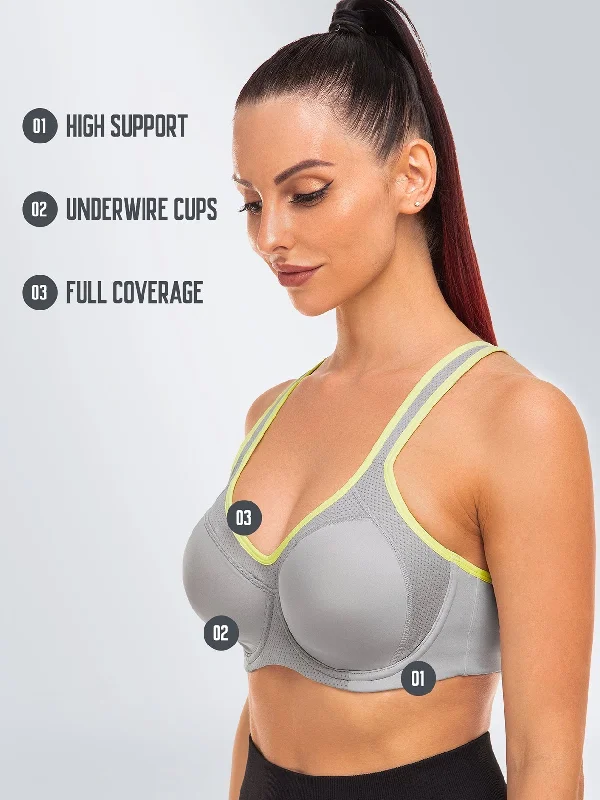 Underwire Full Coverage Support Plus Size Bra Grey